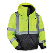 GloWear 8377 Class 3 Hi-Vis Quilted Bomber Jacket, Lime, Medium