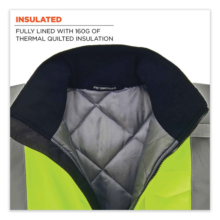 GloWear 8377 Class 3 Hi-Vis Quilted Bomber Jacket, Lime, 5X-Large
