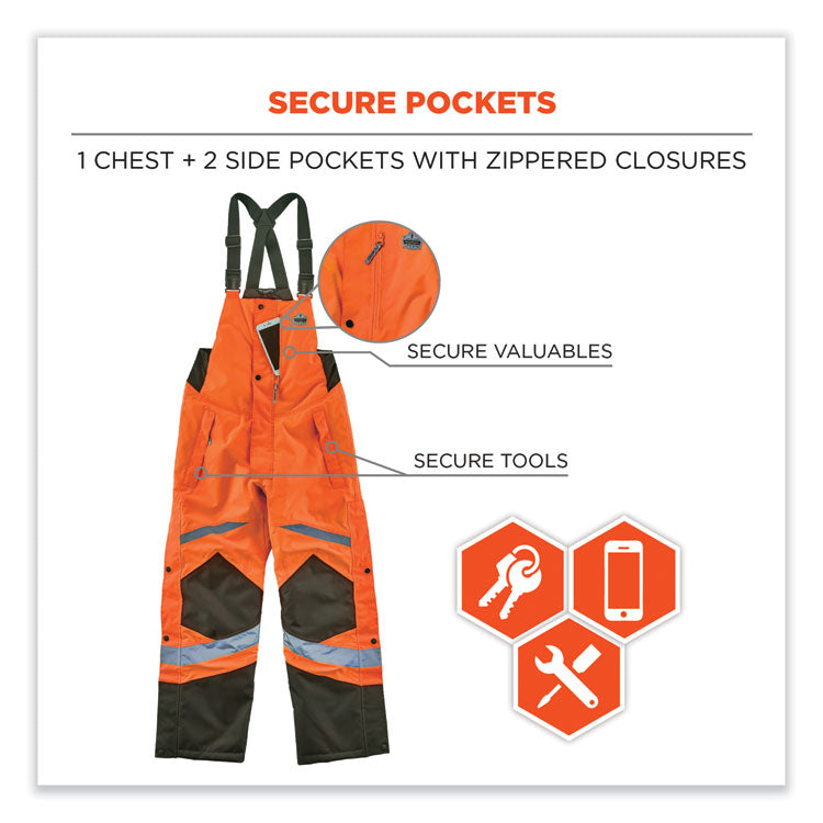 GloWear 8928 Class E Hi-Vis Insulated Bibs, Medium, Orange
