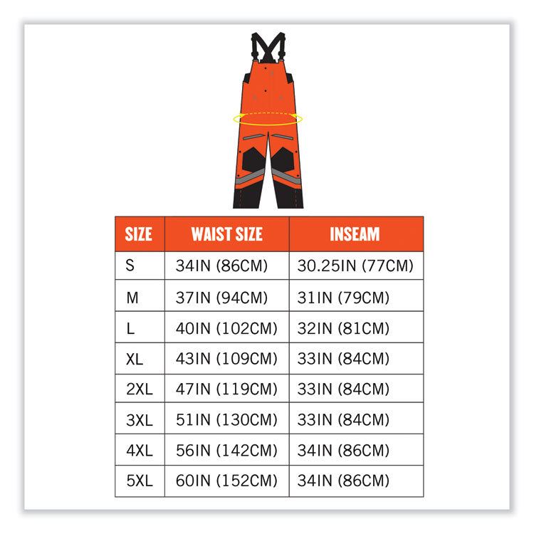 GloWear 8928 Class E Hi-Vis Insulated Bibs, 4X-Large, Orange