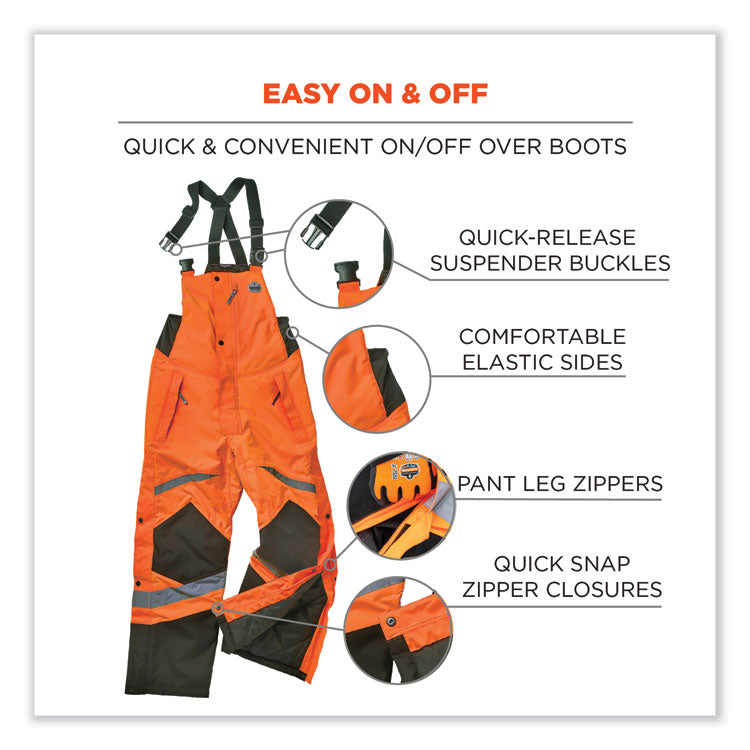GloWear 8928 Class E Hi-Vis Insulated Bibs, 5X-Large, Orange