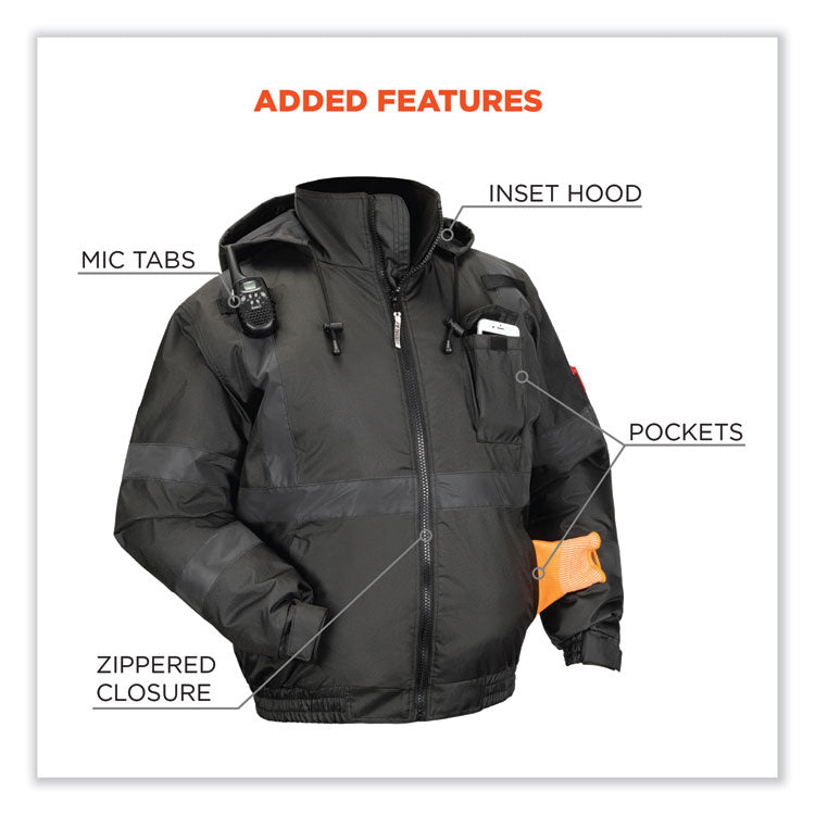 GloWear 8377EV Non-Certified Hi-Vis Quilted Bomber Jacket, Black, Small