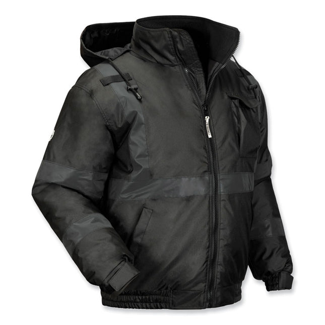 GloWear 8377EV Non-Certified Hi-Vis Quilted Bomber Jacket, Black, 2X-Large
