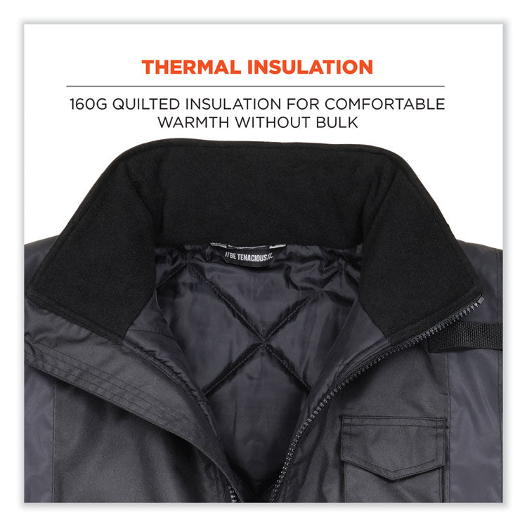 GloWear 8377EV Non-Certified Hi-Vis Quilted Bomber Jacket, Black, 3X-Large