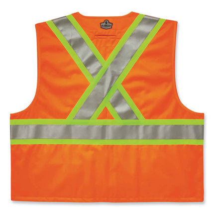 GloWear 8235ZX Class 2 Two-Tone X-Back Vest, Polyester, Small/Medium, Orange