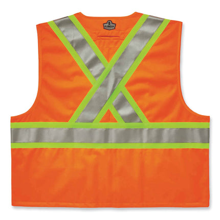 GloWear 8235ZX Class 2 Two-Tone X-Back Vest, Polyester, Large/X-Large, Orange