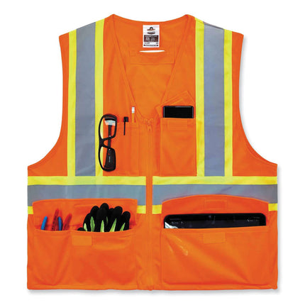 GloWear 8235ZX Class 2 Two-Tone X-Back Vest, Polyester, Large/X-Large, Orange