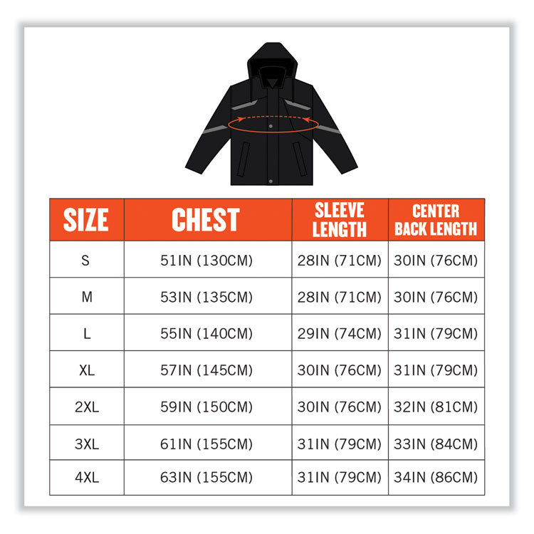 N-Ferno 6466 Thermal Jacket with 500D Nylon Shell, 3X-Large, Black