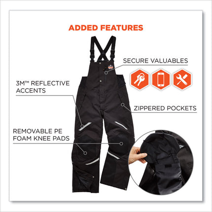 N-Ferno 6471 Thermal Bibs with 500D Nylon Shell, Medium, Black