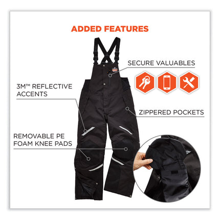 N-Ferno 6471 Thermal Bibs with 500D Nylon Shell, X-Large, Black