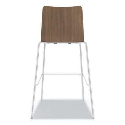Ruck Laminate Stool, Supports up to 300 lb, 30" Seat Height, Pinnacle Seat/Back, Silver Frame