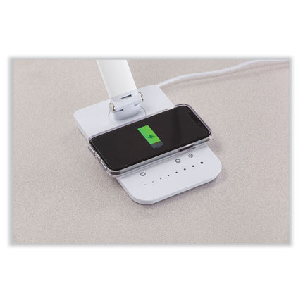 Vamp LED Wireless Charging Lamp, Multi-pivot Neck, 16.75" High, Silver