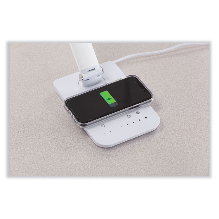 Vamp LED Wireless Charging Lamp, Multi-pivot Neck, 16.75" High, Silver
