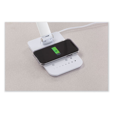 Vamp LED Wireless Charging Lamp, Multi-pivot Neck, 16.75" High, White