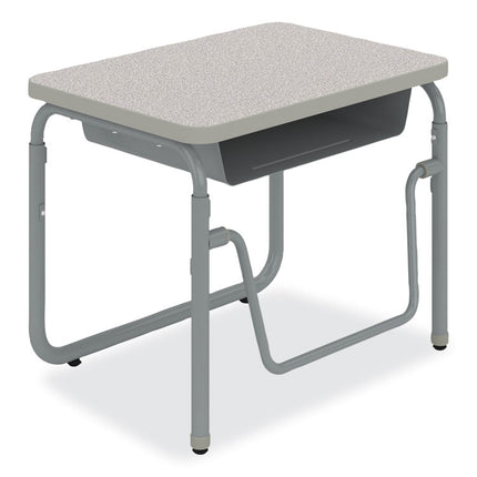 AlphaBetter 2.0 Height-Adjustable Student Desk with Pendulum Bar and Book Box, 27.75" x 19.75" x 22" to 30", Pebble Gray