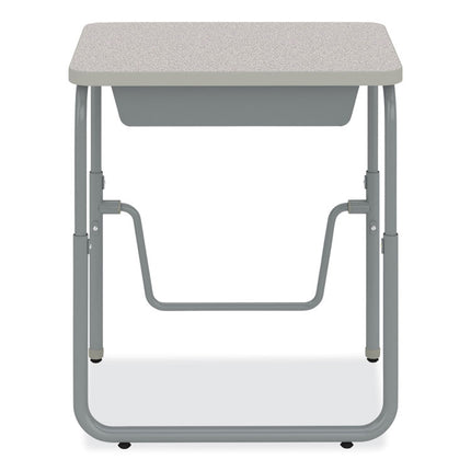 AlphaBetter 2.0 Height-Adjustable Student Desk with Pendulum Bar and Book Box, 27.75" x 19.75" x 22" to 30", Pebble Gray
