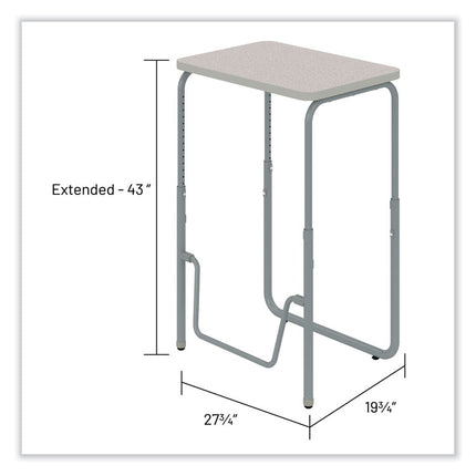 AlphaBetter 2.0 Height-Adjustable Student Desk with Pendulum Bar, 27.75" x 19.75" x 29" to 43", Pebble Gray