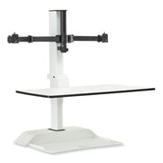 Soar Electric Desktop Sit/Stand Dual Monitor Arm, For 27" Monitors, White, Supports 10 lbs