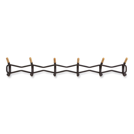 Family Coat Wall Rack, 6 Hook, 42.75w x 5.25d x 7.25h, Black