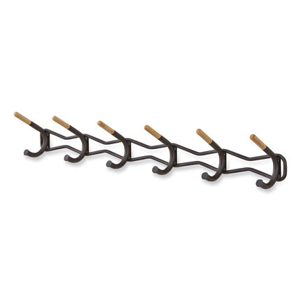 Family Coat Wall Rack, 6 Hook, 42.75w x 5.25d x 7.25h, Black