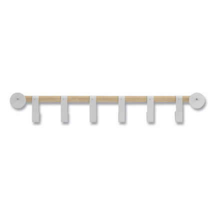 Resi Coat Wall Rack, 6 Hook, 36.25w x 4.25d x 6h, White