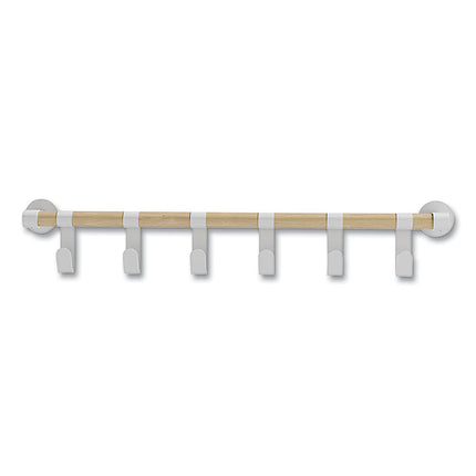 Resi Coat Wall Rack, 6 Hook, 36.25w x 4.25d x 6h, White