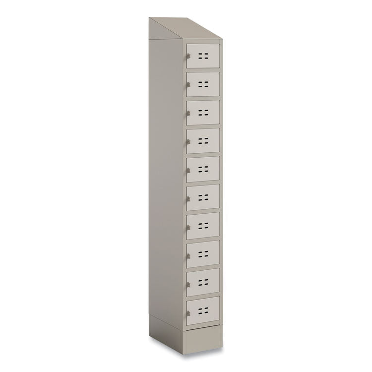Single Sloped Metal Locker Hood Addition, 12w x 18d x 6h, Tan