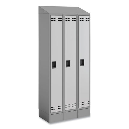 Triple Sloped Metal Locker Hood Addition, 36w x 18d x 6h, Gray