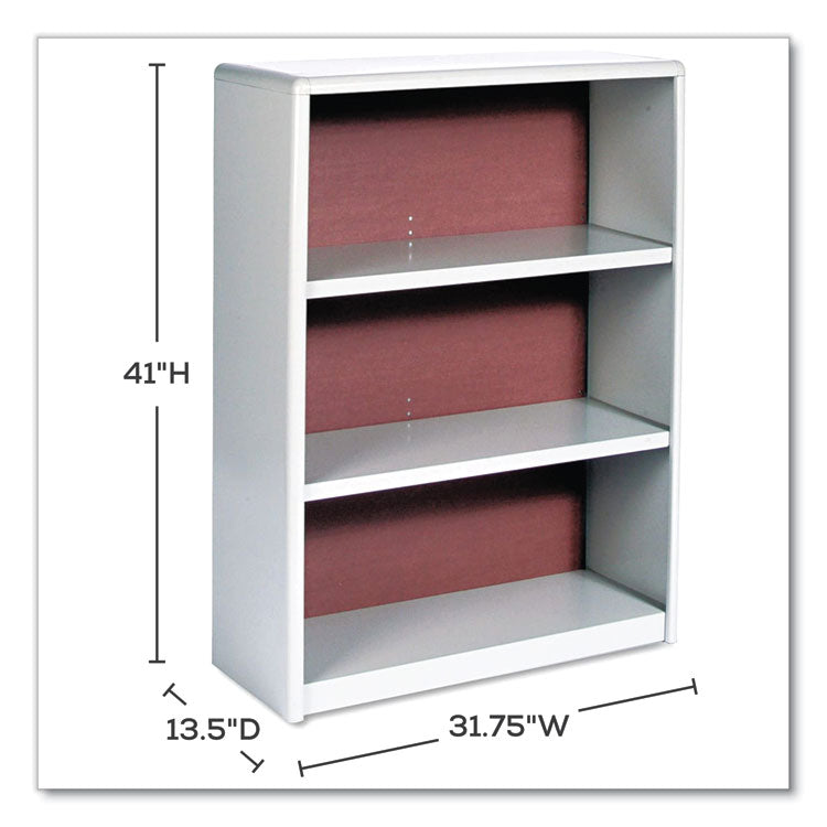 ValueMate Economy Bookcase, Three-Shelf, 31.75w x 13.5d x 41h, Gray