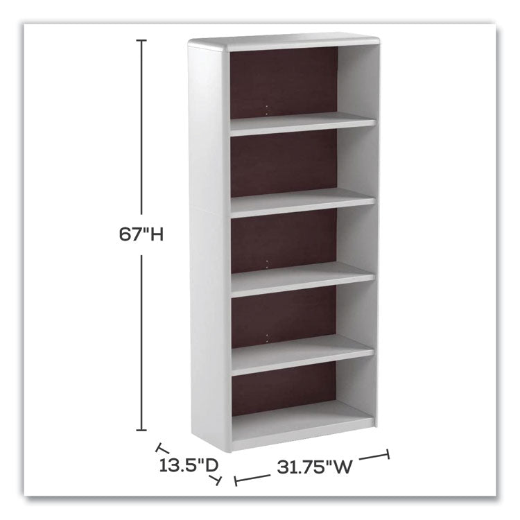 ValueMate Economy Bookcase, Five-Shelf, 31.75w x 13.5d x 67h, Gray