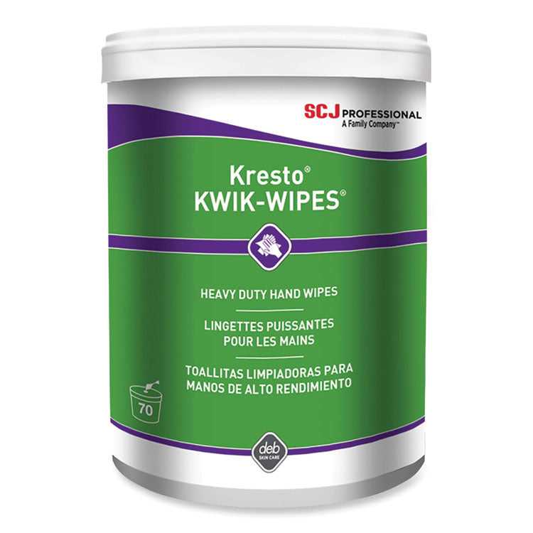 Kresto Kwik-Wipes, Cloth, 1-Ply, 7.9 X 5.7, Citrus, White, 70/pack, 6 Packs/carton