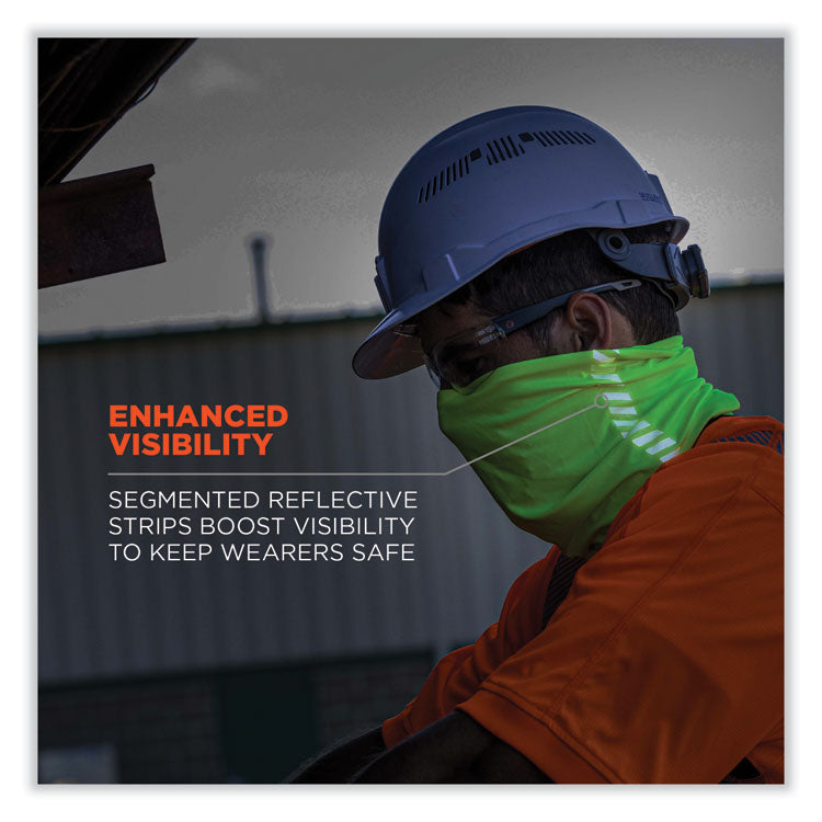 Chill-Its 6487R Reflective Cooling Multi-Band, Polyester/Spandex, One Size Fits Most, Hi-Vis Lime