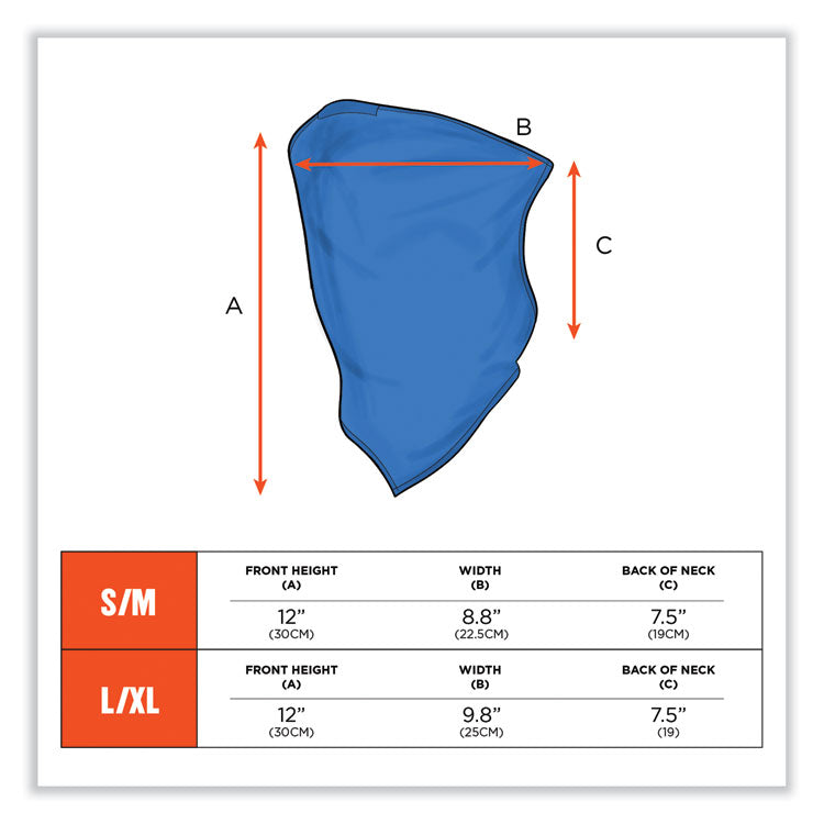 Chill-Its 6483 Cooling Neck Gaiter Bandana Pocket, Polyester/Spandex, Large/X-Large, Blue