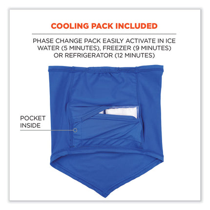 Chill-Its 6482 Cooling Neck Gaiter Bandana Pocket Kit, Polyester/Spandex, Large/X-Large, Blue