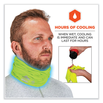 Chill-Its 6489 2-Layer Cooling Performance Knit Multi-Band, Polyester/Spandex, Large/X-Large, Hi-Vis Lime