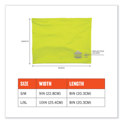 Chill-Its 6489 2-Layer Cooling Performance Knit Multi-Band, Polyester/Spandex, Large/X-Large, Hi-Vis Lime