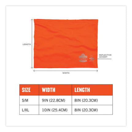 Chill-Its 6489 2-Layer Cooling Performance Knit Multi-Band, Polyester/Spandex, Large/X-Large, Hi-Vis Orange