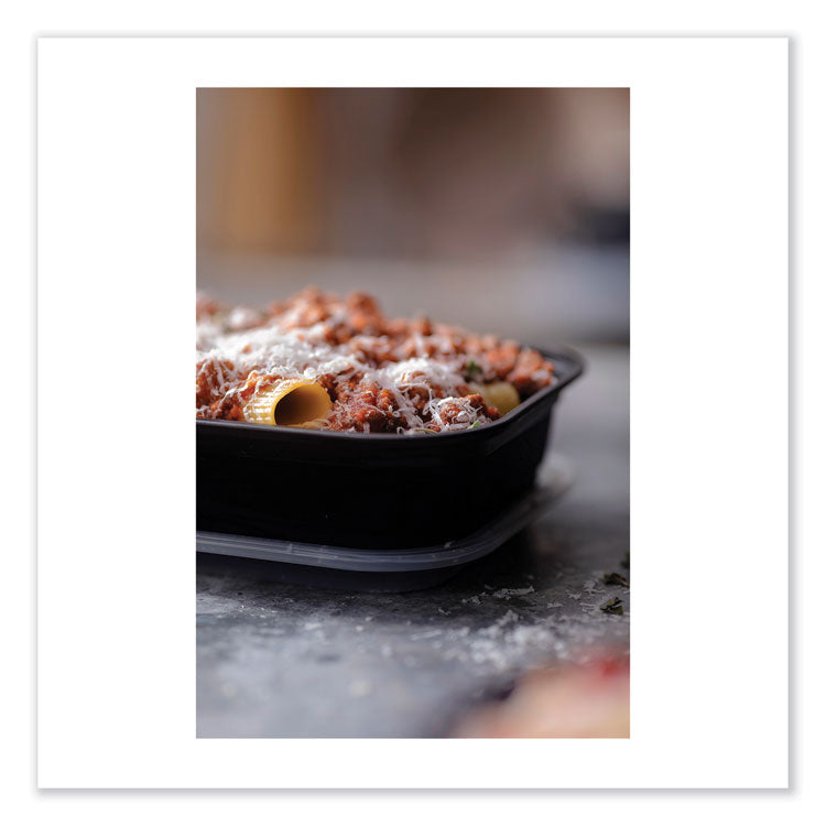 EarthChoice Versa2Go Microwaveable Container, 36 oz, 8.4 x 5.6 x 2, Black/Clear, Plastic, 150/Carton