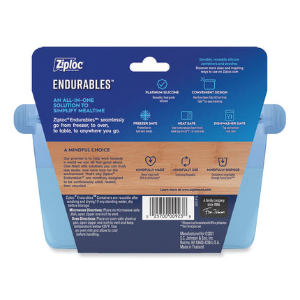 Endurables Resusable Silicone Container, 2 Cups, 4.4 x 3.6 x 6.7, Clear, 4/Carton