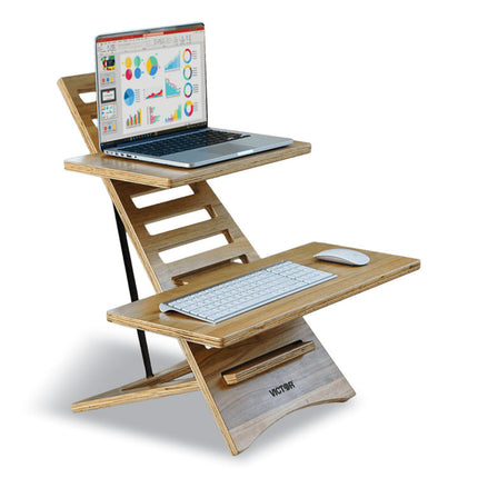 DC175A High Rise Acacia Wood Laptop Standing Desk, 24.7x11.8x24, Brown Woodgrain, Supports 20 lbs