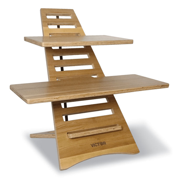 DC175A High Rise Acacia Wood Laptop Standing Desk, 24.7x11.8x24, Brown Woodgrain, Supports 20 lbs