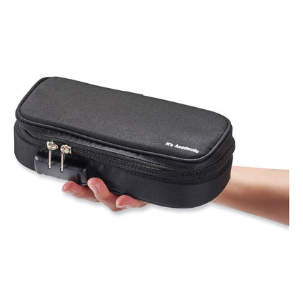 It's Academic Locking Pencil Case, 2 Compartments, 4.75" x 2.5" x 2.5", Black, 2/Pack