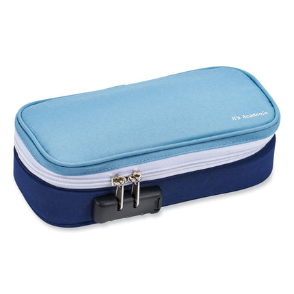 It's Academic Locking Pencil Case, 2 Compartments, 4.75" x 2.5" x 2.5", Assorted Colors, 2/Pack