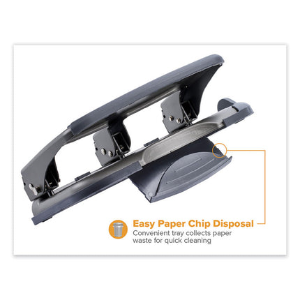 40-SHEET EZ SQUEEZE ANTIMICROBIAL PROTECTED HEAVY-DUTY THREE-HOLE PUNCH, 9/32" HOLES, GRAY