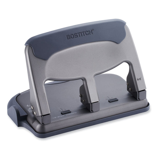 40-SHEET EZ SQUEEZE ANTIMICROBIAL PROTECTED HEAVY-DUTY THREE-HOLE PUNCH, 9/32" HOLES, GRAY