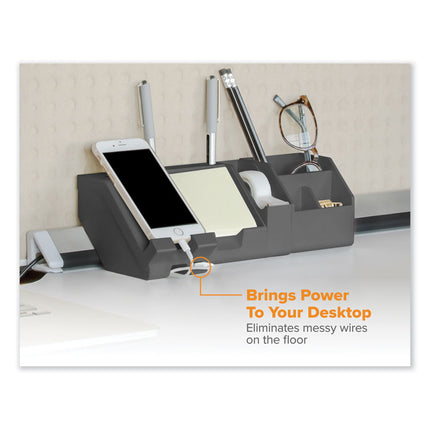KONNECT DESK ORGANIZER AND CABLE MANAGEMENT FIVE-PIECE KIT, PLASTIC, GRAY