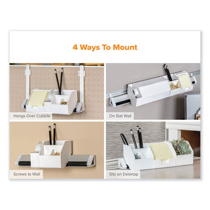 KONNECT DESK ORGANIZER AND CABLE MANAGEMENT FIVE-PIECE KIT, PLASTIC, WHITE