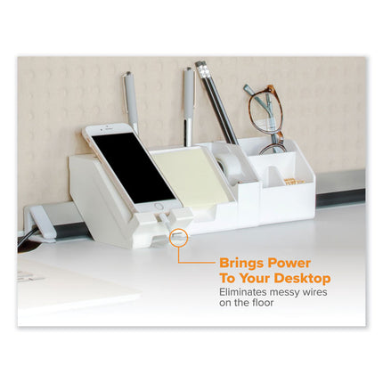 KONNECT DESK ORGANIZER AND CABLE MANAGEMENT FIVE-PIECE KIT, PLASTIC, WHITE