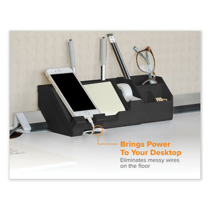 KONNECT DESK ORGANIZER AND CABLE MANAGEMENT NINE-PIECE KIT, PLASTIC, BLACK