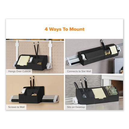 KONNECT DESK ORGANIZER AND CABLE MANAGEMENT 12-PIECE KIT, PLASTIC, BLACK